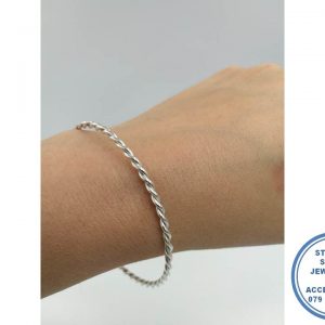 925 Sterling Silver Rope Bangle 65mm