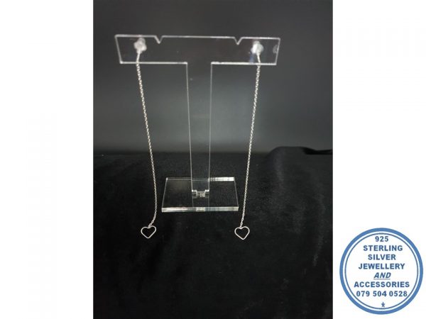 925 Sterling Silver Trendy Chain Heart Threader Earring