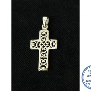 "925 Sterling Silver Filigree Cut Out Cross Faith Pendant 15 X 22mm "