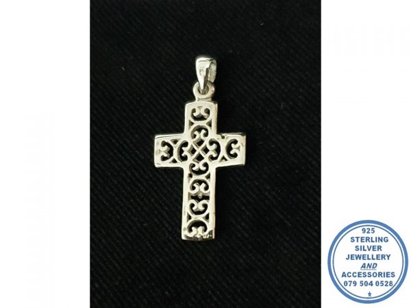 "925 Sterling Silver Filigree Cut Out Cross Faith Pendant 15 X 22mm "