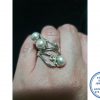 "925 Sterling Silver Curly Twirly Filigraa 3 Fresh Water Pearl Ring "
