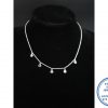 "925 Sterling Silver Zirconia 5 Tube Charm Clear Necklace Chain "