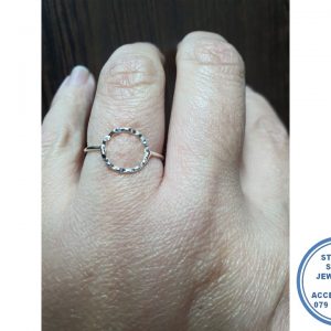 "925 Sterling Silver Stack Ring Trendy Beaten Circle"