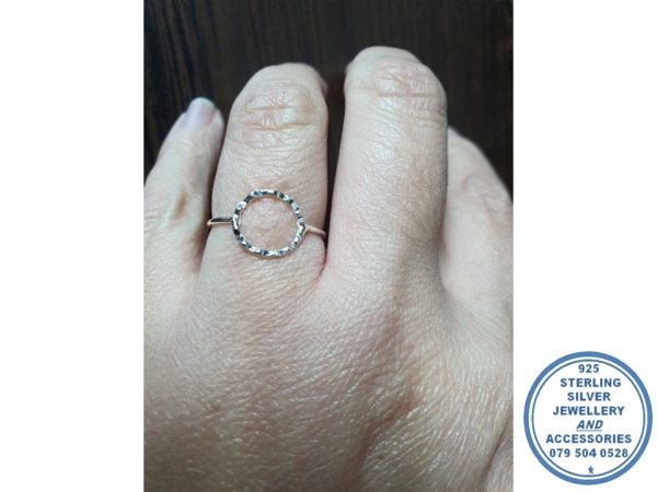 "925 Sterling Silver Stack Ring Trendy Beaten Circle"