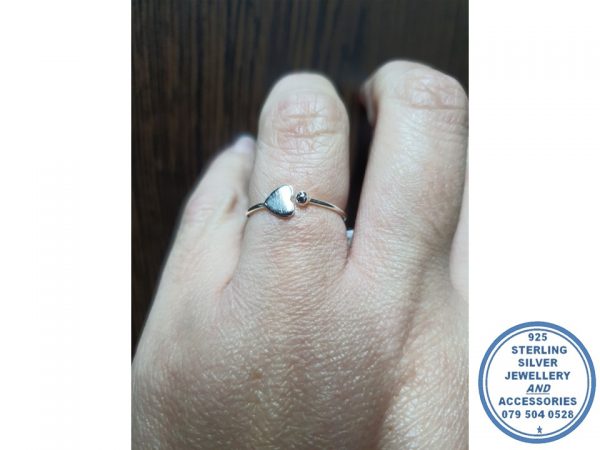 "925 Sterling Silver Stack RING Heart Ball"