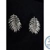 "925 Sterling Silver Trendy Statement Botanical Fern Leave Stud Earring"