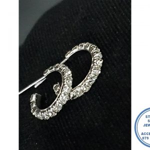 "925 Sterling Silver Clear Cubic Half Hoop Stud Earrings"