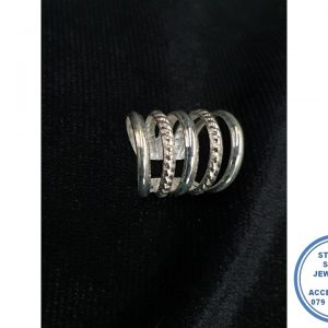 "925 Sterling Silver Ear Huggies 5 line"