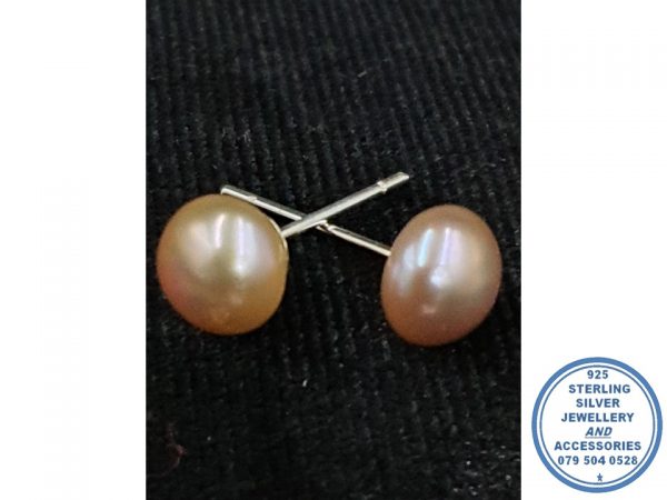 "925 Sterling Silver Trendy Pink Pearl Stud Earring"