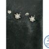 "925 Sterling Silver Glamour Round 6mm Pearl Flower Stud Earring"