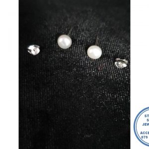 "925 Sterling Silver Pearl Earring Studs 5mm "