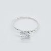 925 Sterling Silver Rope Square Cubic Zirconia 6mm Ring