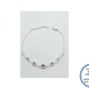 925 Sterling Silver Clear Round Zirconia 7 Stone Bracelet 