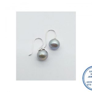 925 Sterling Silver Grey Pearl Hook In Earring