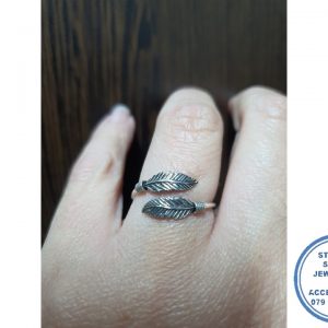 925 Sterling Silver Feather Stack Ring 
